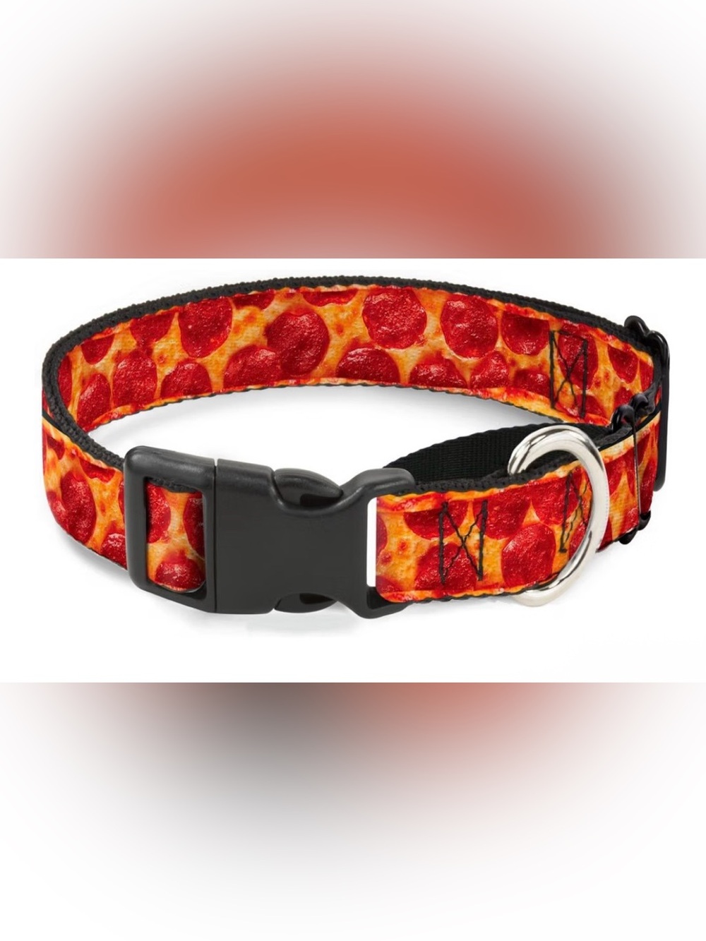 Buckle-Down 18-32" Pepperoni Pizza W/Crust Vivid Plastic Clip Collar, Wide Large